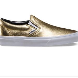 Metallic Gold Vans Slip Ons